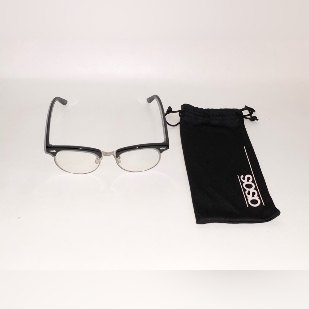 ASOS Retro Glasses In Black with Clear Lens
